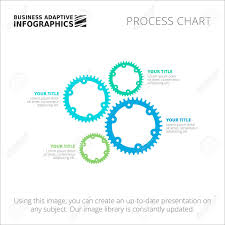 editable infographic template of process gear wheel chart blue