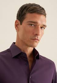 Men Regular Business shirt Uni purple