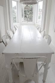 Perfect Blank Canvas For Colorful Dishes Love The Metal Chairs White Dining Room Table White Dining Room White Farmhouse Table