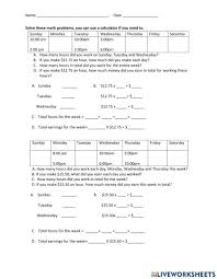 See how many hours are between two times. Hours And Hourly Wages Worksheet