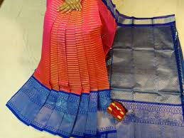 Orange Blue Wedding Wear Zari Border Orange And Blue Kuppadam Handloom Silk Saree 6 5 M Machine Made Rs 7800 Piece Id 20858792855 The floral motifs and vine designs on the pallu are vibrant and happy. zari border orange and blue kuppadam handloom silk saree