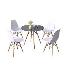 Product title dining table set, 5 pieces kitchen dining table with 4 dining chairs pine wood kitchen dinette table average rating: Stream Dining Table And Chair Set 4 Eiffel Retro Style Rectangular Table Chair With Wood Leg For Dining Room Modern Kitchen Furniture Black Table 4 White Chair Buy Online In Andorra At Andorra Desertcart Com