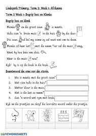 grade 3 fal afrikaans eu oe ie ei ou klanke worksheet otosection