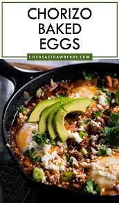 Chorizo Baked Eggs Life As A Strawberry Recipe Chorizo Recipes Dinner Eggs Dinner Egg Recipes