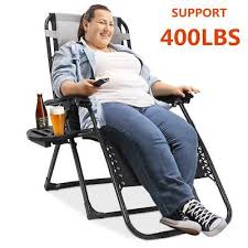 Parfois, vous ressentez simplement le besoin de sortir, de vous allonger sur une chaise confortable et de profiter du beau temps. Support 400 Lbs Oversized Zero Gravity Chair Padded Lounge Chair With Cup Holder Ebay