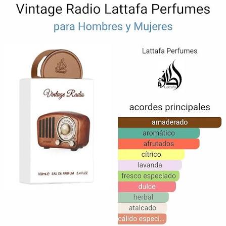 Perfume Lattafa Pride Vintage Radio Unisex fragancias de larga duración y  lujosas de Oriente. 100ml Vintage Radio de Lattafa es un perfume nostálgico  y evocador que describe bellamente a las mujeres lataffa,