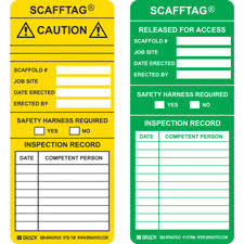 Safety harness systems should only be used once these requirements are met and approval has safety harness systems are not used in work environments that may adversely affect equipment. Scafftag Inserts Scafftag Released For Access Scaffold Job Site Date Erected Er Brady Part Scaf Stsi 708 Brady Bradyid Com