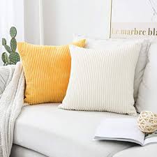 16 x 16 inch (40 x 40 cm) fabric: Home Brilliant Pillow Covers Super Soft Decorative Striped Corduroy Velvet Square Mustard Throw Pillows For Couch Set Of 2 Summer Decoration 18x18 Inch 45cm Sunflower Yellow Pricepulse