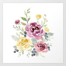 Download Fall Watercolor Flowers Art Print By Katrina Crouch Society6
