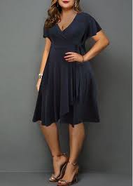 Plus Size Ruffle Hem Butterfly Sleeve Plunging Neck Dress Rosewe Com Usd 30 00 Butterfly Sleeve Dress Bridesmaid Dresses Plus Size Ruffle Hem Dress