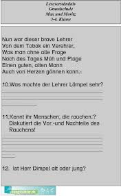 Obwohl der führerschein kl 3 zum führen eines lkw bis 7,5 tonnen und zügen bis zu 3 achsen berechtigte, fand die ausbildung nur mit pkw. Leseverstandnis Grundschule Max Und Moritz 3 4 Klasse Pdf Kostenfreier Download