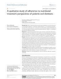 Pdf A Qualitative Study Of Adherence To Nutritional Treatment Perspectives Of Patients And Dietitians