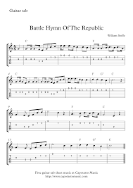 Printable free guitar sheet music, pages: Battle Hymn Of The Republic Free Guitar Tab Sheet Music Guitar Tabs Sheet Music Printable Sheet Music