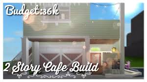 Pink cafe tour & speedbuild part 1. 2 Story Cafe Speed Build Bloxburg Youtube