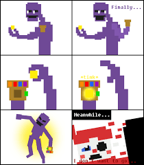 Later on in the franchise, when the virtual reality game came out, he was trapped inside the game as a character known as glitchtrap. That Gold Thing On The Fnaf 2 Purple Guy Sprite Was Never A Badge Fivenightsatfreddys