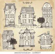 Hand Drawn Vintage Homes Vintage House House Doodle Drawing Illustrations