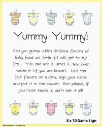 Yummy Yummy Baby Food Shower Game Guess The Baby Food Etsy Easy Baby Shower Games Baby Shower Funny Baby Shower Onesie