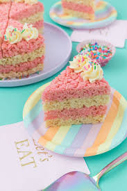 Birthday Cake Rice Krispie Treats Nutrition Simple Cake Slice Rice Krispies Treats With Vanilla Buttercream Recipe Rice Krispies Rice Krispie Treats Krispie Treats