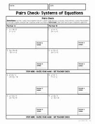 Substitution Method Worksheet Answers Luxury Pairs Check Activity Solving Systems Of Equations In 2020 Systems Of Equations Equations Algebra Resources