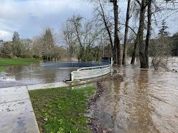 The South Umpqua River has just gone over the half shell in Stewart Park!  ￼It could rise another foot or two and should peak at 4 PM. ￼