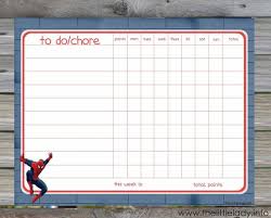 Spiderman Chore Behavior Chart Editable Automatic