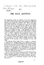 The Race Question Unesco Digital Library