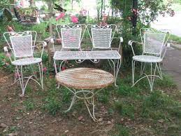 Vintage Mcm Wrought Iron Mesh White Patio Set Outdoor Furniture Southern Garden Backyard Patio Furniture Wrought Iron Patio Furniture Patio Furniture For Sale