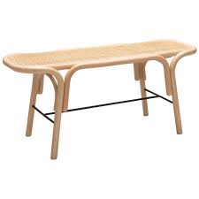 A sofa / settee / bench by paul lászló for glenn of california. French Design Bench In Rattan Structure And Cane Seat For Sale At 1stdibs