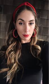 Large Pave Red Crystal Rhinestone Hoop Statement Christmas Holiday Earrings  With Scarlet Red Knotted Turban Headband