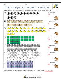 1st Grade Counting Worksheets Objects To 30 1a Ans Gif 1000 1294 Counting Worksheets Number Words Worksheets Counting Objects