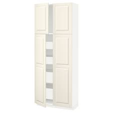 Metod Maximera Armoire 4 Portes 4 Tirois Blanc Bodbyn Blanc Casse 80x37x200 Cm Le Fait Main