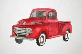 Watercolor Red Truck Clip Art Vintage Truck Illustration Etsy In 2021 Red Truck Clip Art Vintage Truck