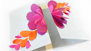 It's now very easy as all the templates for the 3d paper flower card are free here apply the flower template on another piece of printer paper/ color paper and cut it out, so you will get rid of the printing lines on flower petals. Handmade Card For Birthday Folded Heart Floral Card Tutorial Die Cut Heart Cards Flowers Youtube
