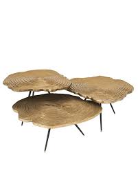 And when it's time to entertain, rolling casters on the coffee table serve up style with ease. Set Of 3 Nesting Coffee Tables In Brass And Aluminum Finish Vegetal Pattern