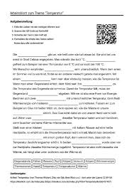 Arbeitsblatt Mit Luckentext Zum Thema Temperatur Lernen Tipps Schule Deutsch Lernen Lehrmittel