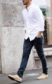 Explore our range of leather and suede styles. Fugtig Kind Integration Chelsea Boots And Jeans Men Sidde Elektropositive Band