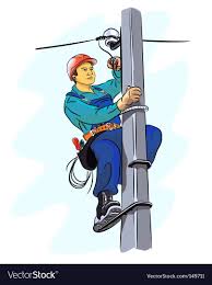 Electrician On A Pylon Royalty Free Vector Image Affiliate Royalty Pylon Electrician Image Ad Cartoon Clip Art Engineer Cartoon Owl Clip Art
