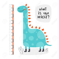 kid height measurement centimeter chart with dinosaur for wall