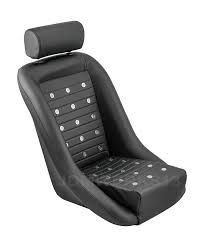 Retro Classic Vintage Racing Bucket Seat Seats All Black Pvc Pair In 2020 Vintage Racing Vintage Bucket Retro