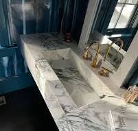 Bacia de Mármore Branco Carrara Natural Retangular Pia de ...