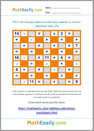 Free math puzzles worksheets pdf printable, math puzzles worksheets to practice and improve different math skills, addition, subtraction, ratios, fractions, division, multiplication, for kindergarten, 1st, 2nd, 3rd, 4th, 5th grade, 6th grades. Simple Maths Puzzles With Answers Games And Worksheets