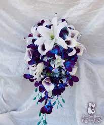 See more ideas about tiger lily, lily bouquet, tiger lily bouquet. Turquoise Purple White Rose Calla Lily Orchid Cascading Bridal Wedding Bouquet Boutonniere Artificial Flora Handmade Products