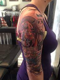 Nightmare Before Christmas Half Sleeve Tattoo Jack Skellington Tattoos Half Sleeve Tattoo Sleeve Tattoos