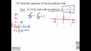The standard form of the equation of a hyperbola is of the form: Find The Equation Of A Hyperbola Given The Foci And The Asymptotes 9 3 30 Youtube