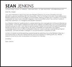 Resident Director Cover Letter Sample Cover Letter Templates Examples