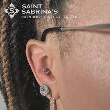 Double Conch Piercing By Courtney Jane Maxwell At Saint Sabrina S Piercing And Tattoo In Minneapolis Mn Ear Piercings Piercing Piercings