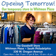 Maybe you would like to learn more about one of these? Goodwill Is Back The Goodwill Store In South Philly Opens Tomorrow Take A Look Inside At This Temporary Space In Whitman Plaza Doors Open Tuesday April 2nd At 9 00 Am