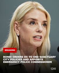 JUST IN: Attorney General Pam Bondi orders DC to end sanctuary city  policies and appoints emergency police commissioner. Read more:  https://cnn.it/4mhJFon