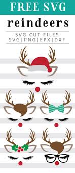 Download Reindeer Faces Free Svg Png Dxf Eps Download By C Design Cricut Christmas Ideas Christmas Svg Files Cricut Projects Vinyl