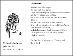 Traueranzeigen von Vivien Eichelmann